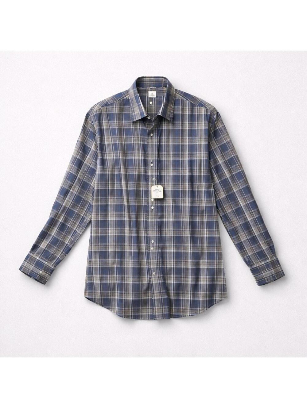 Peter Millar NWT Men's Plaid Button-Up Shirt Brown Blue Size M Cotton Career